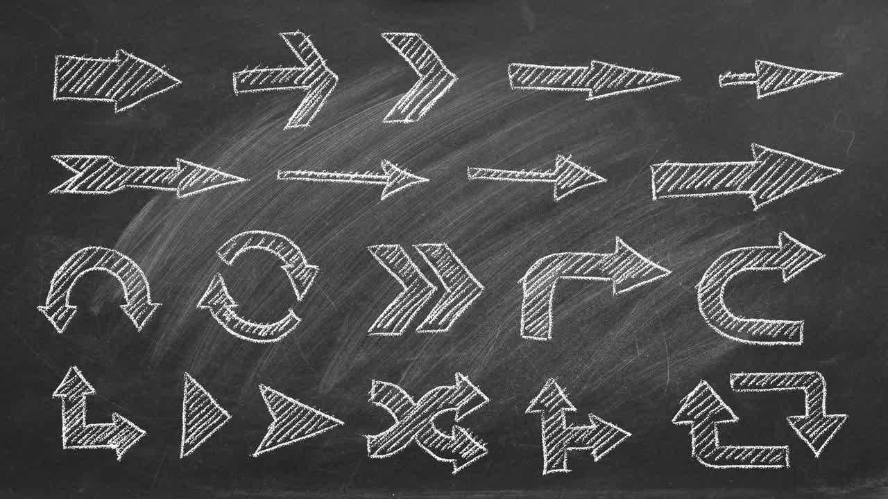 conjunto de punteros animados de flechas dibujadas a mano.