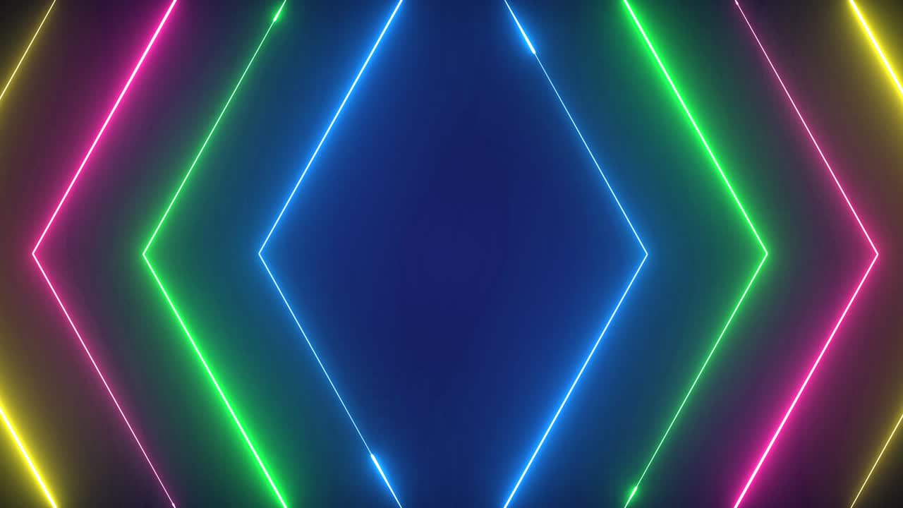 animación de video de ciencia ficción brillante con rayos láser de neón video de stock, fondos, abstracto, línea única, iluminación de neón colores y formas completos