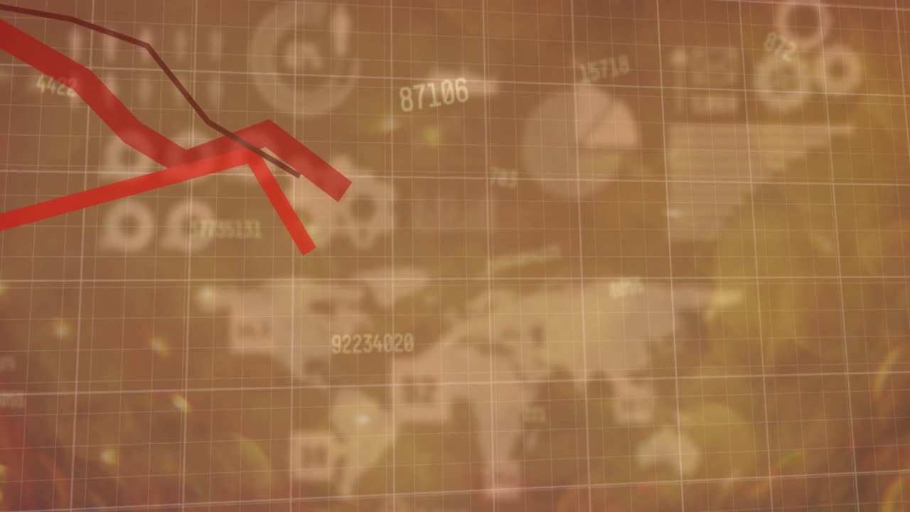 ⁇ 은 그래프와 여러 개의 변화하는 숫자가 통계 데이터 처리와 세계 지도에 걸쳐 있습니다.