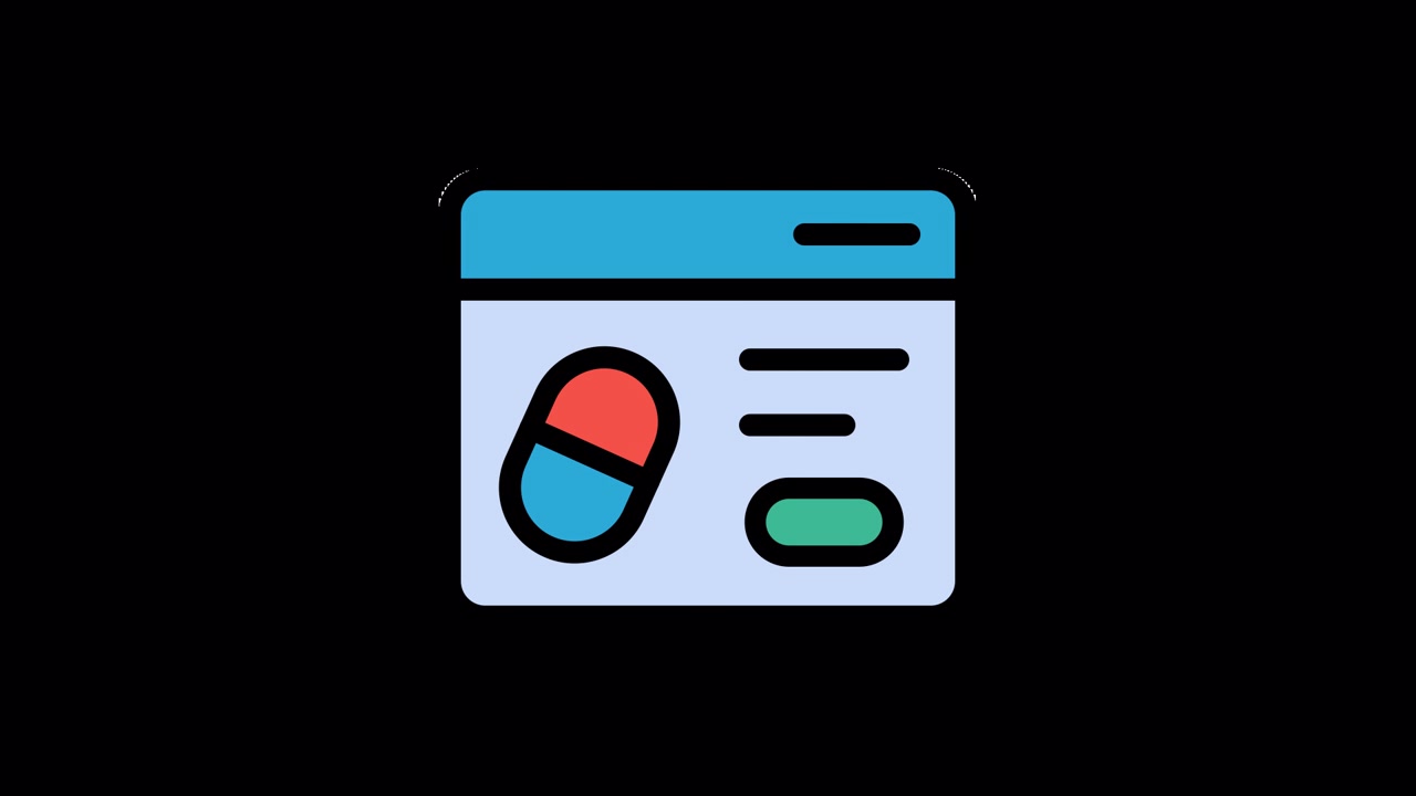 Animated Icon of Online Pharmacy Website Interface with Pill