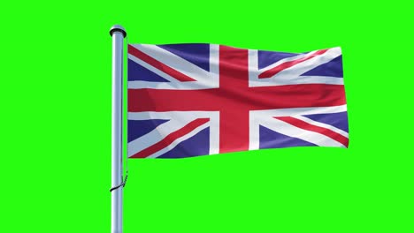 united kingdom flag waving in slow motion wide angle,uk flag waving  in 4k video element on green screen