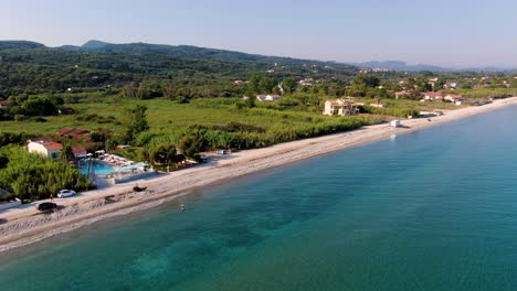 drone view in acharavi and roda beach in corfu island greece