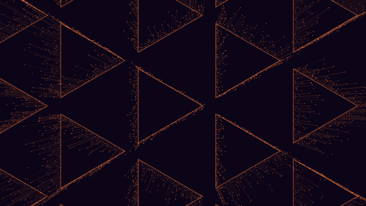 patrones de triángulos futuristas con pequeños destellos de neón en movimiento