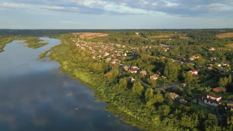 housing at the shore of the daugava river at daugavpils city, latvia