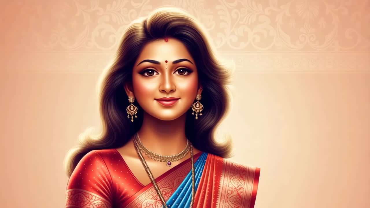 Portrait of a Beautiful Indian Woman in Traditional Attire