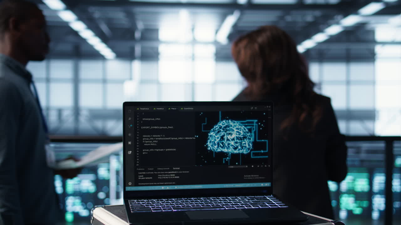 Notebook used by AI IT experts, close up