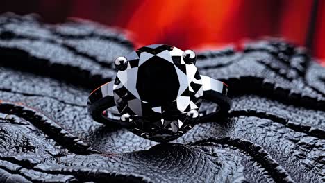 anillo de diamante negro en superficie oscura