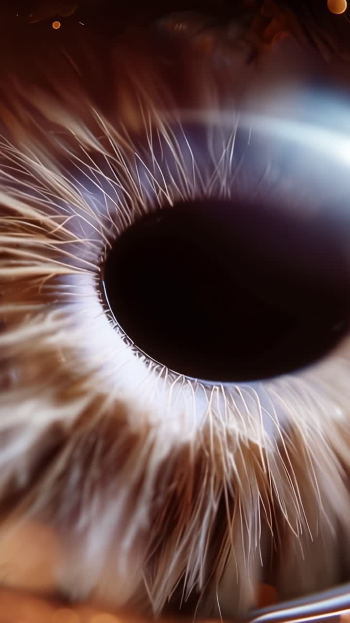 Astonishing Close-Up of an Eye Capturing the Intricate Patterns and Vibrant Colors of the Iris Amidst a Dreamy Background of Lights and Textures