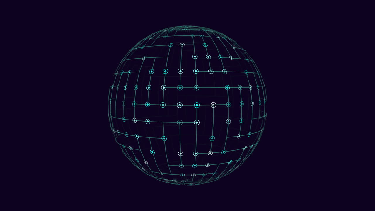 Interconnected lines and dots form a captivating sphere against a dark backdrop
