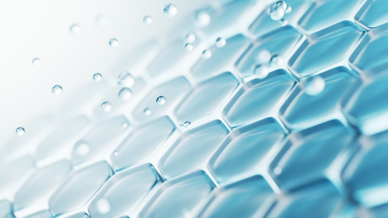 Cellule esagonali della pelle con concetto di cosmesi, rendering in 3D