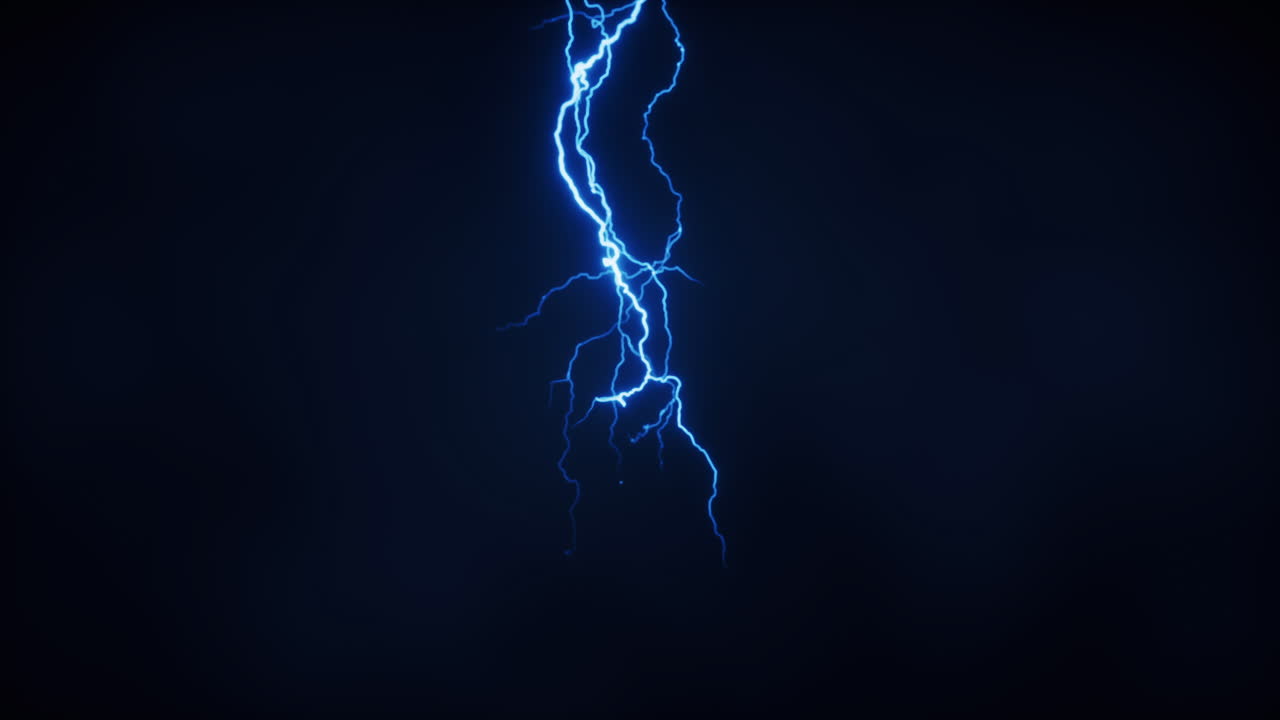 Blue lightning with dark background, 3d rendering.