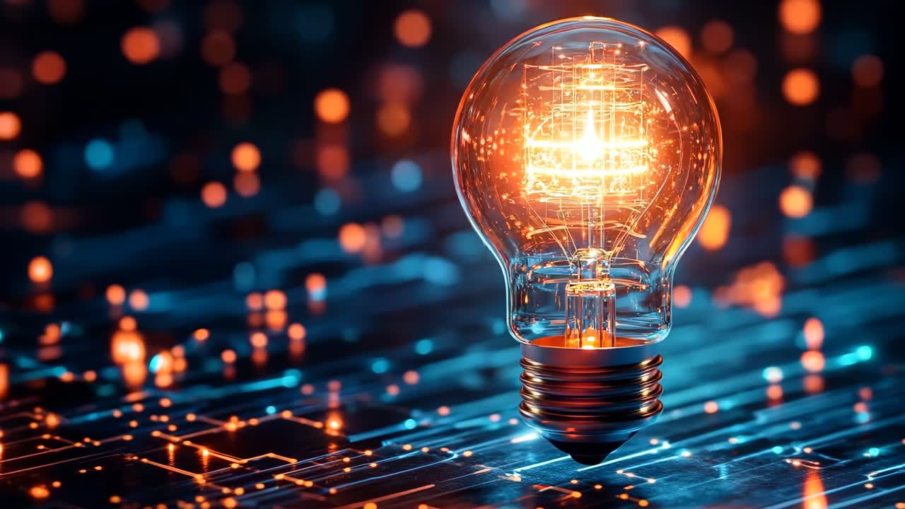 A light bulb sitting on top of a circuit board