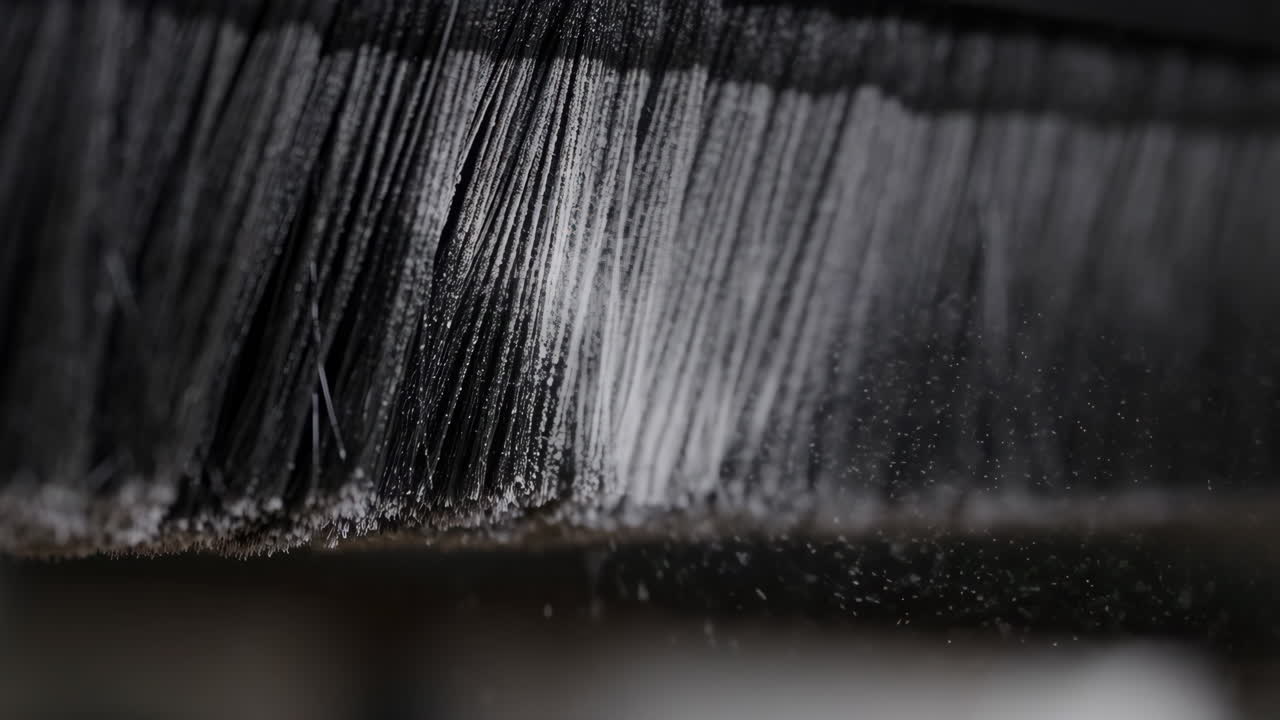 Close-up of a brush with black bristles