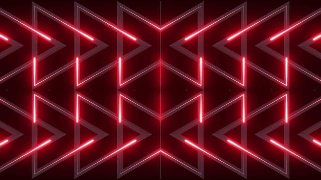 Abstract Geometric Pattern with Red Neon Lights
