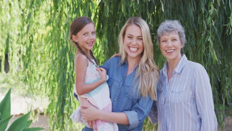 family having fun in the garden