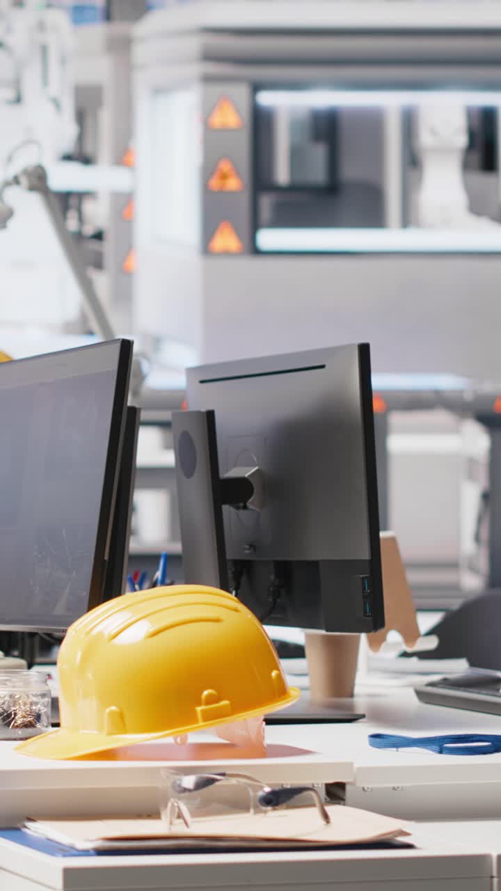 Vertical Video Monitor in photovoltaics factory office used in finetuning system settings