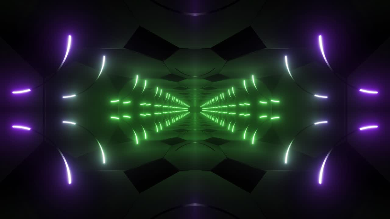 Neon Light Tunnel 3D Render