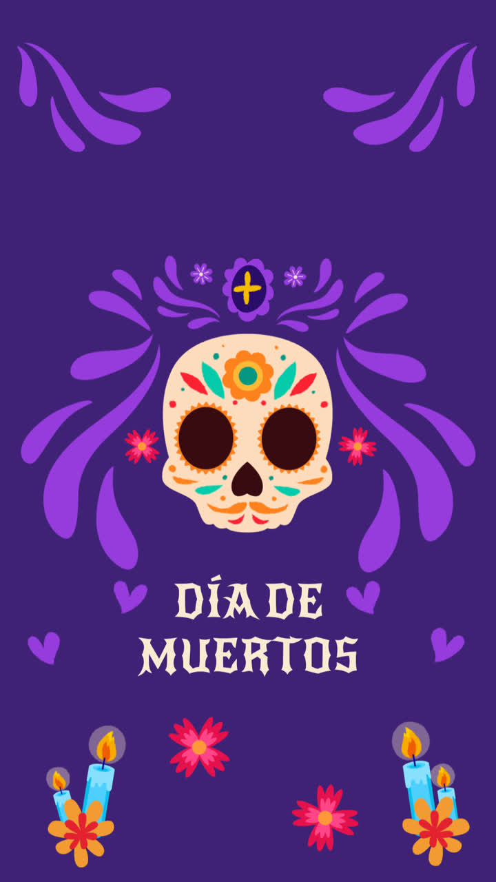 una animación de un fondo plano de la celebración del día de los muertos