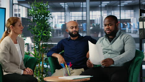 vertical video african american leader giving his signature and consent after important meeting