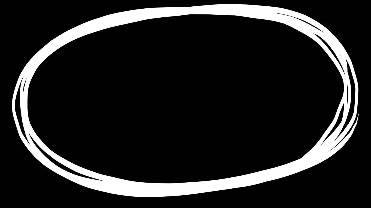 Animated White Scribble Oval Shape on Black Background