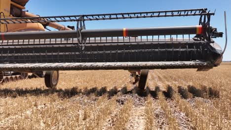 this footage captures the synergy of modern agricultural technology, showcasing the essential role of header fronts in the wheat harvesting process