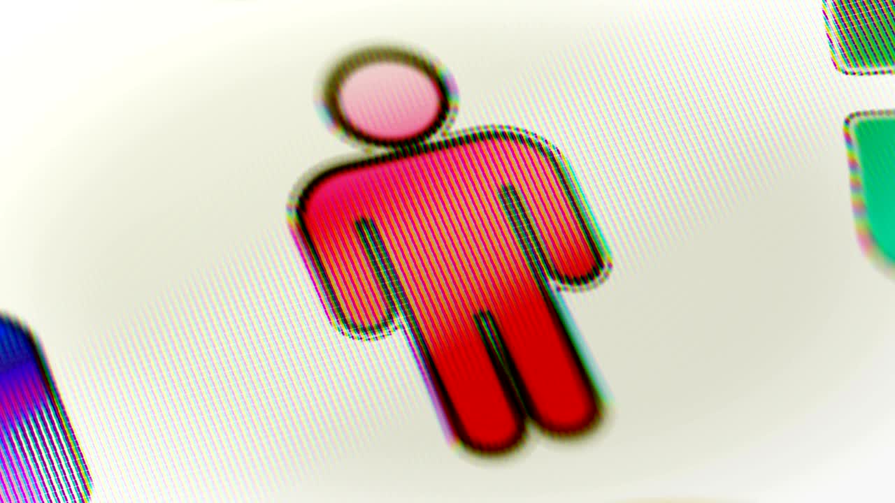 Person icon on the screen. Looping.