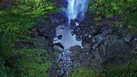 Aerial-top-down-shot-above-the-Salto-del-Rodeo-waterfall,-in-Dominican-Republic