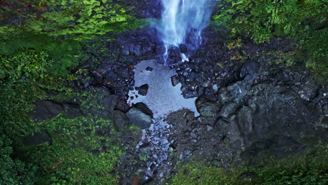 aerial top down shot above the salto del rodeo waterfall, in dominican republic