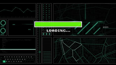 animación del procesamiento de datos de la barra de carga sobre un fondo negro