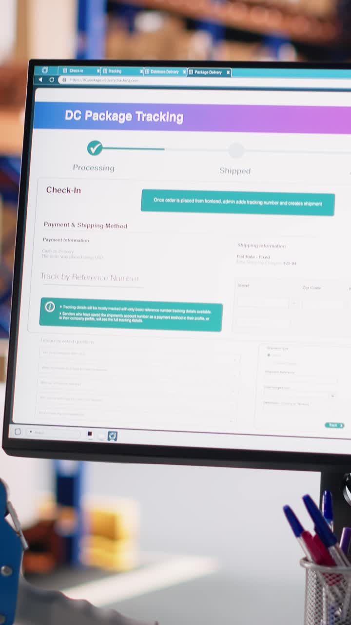 Vertical Video Empty e-commerce warehouse depot used for shipping cargo products