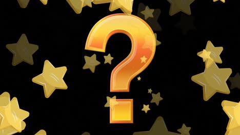 animación de estrellas cayendo sobre el signo de interrogación.