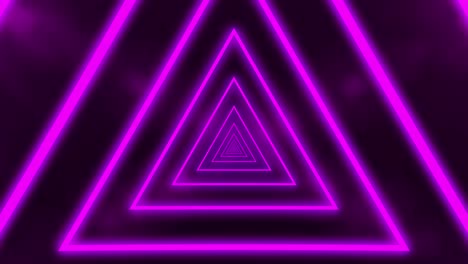 fondo abstracto con luces de neón triángulos, animación en bucle formando túnel. líneas púrpuras. animación cg renderización 3d