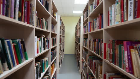 library with large bookcase. colorful wall of books in the library