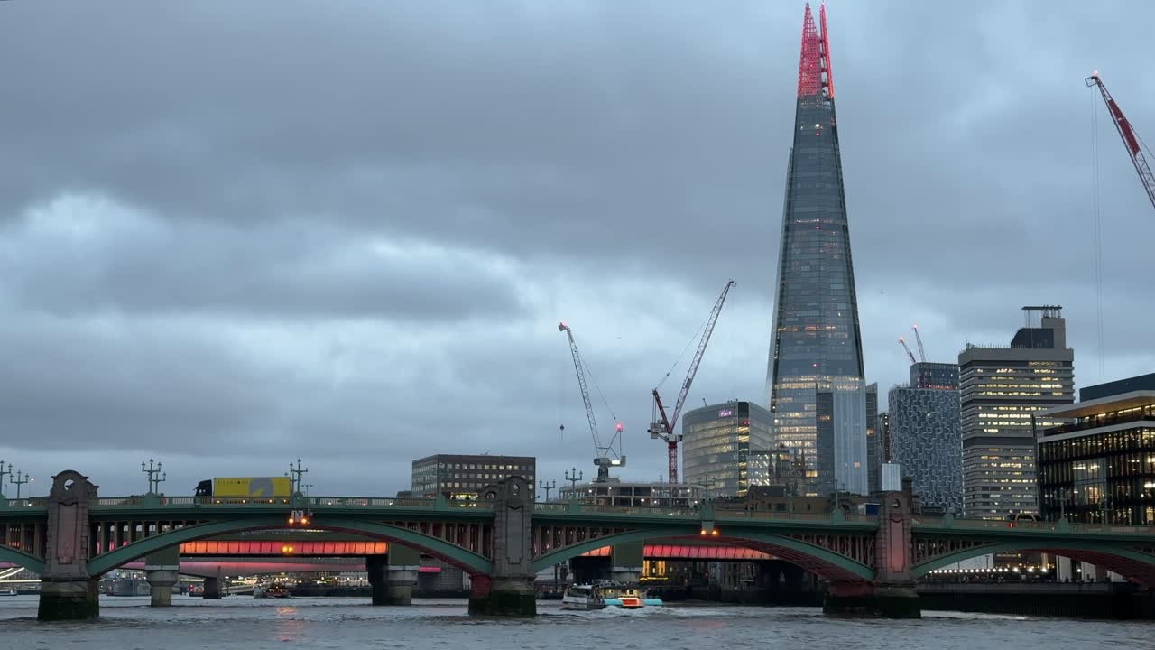 London Cityscape Featuring The Shard and Southwark Bridge