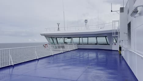 bridge of a car ferry on the way from germany to sweden with no people on the ship's deck