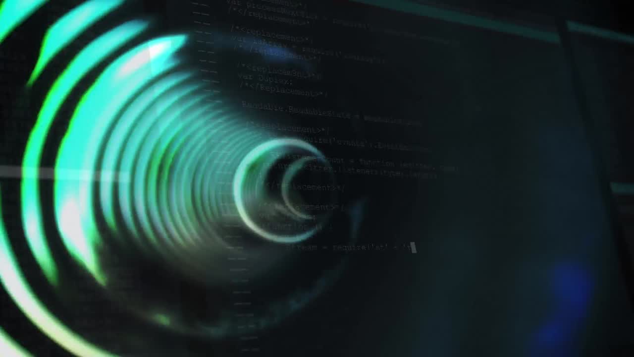 Animation of tunnel made or circles over black background