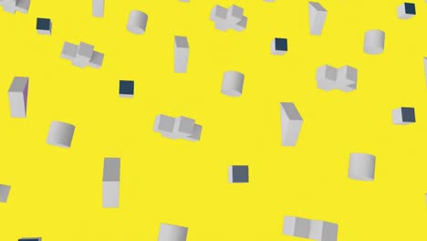 formas 3d que se mueven en fondo amarillo