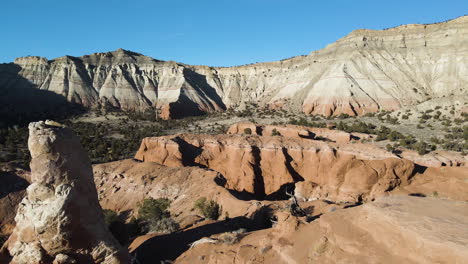 Low-aerial-flight-over-Kodachrome-Basin-State-Park-landscape