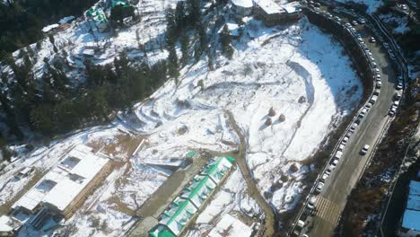 aerial view after snowfall in kufri shimla