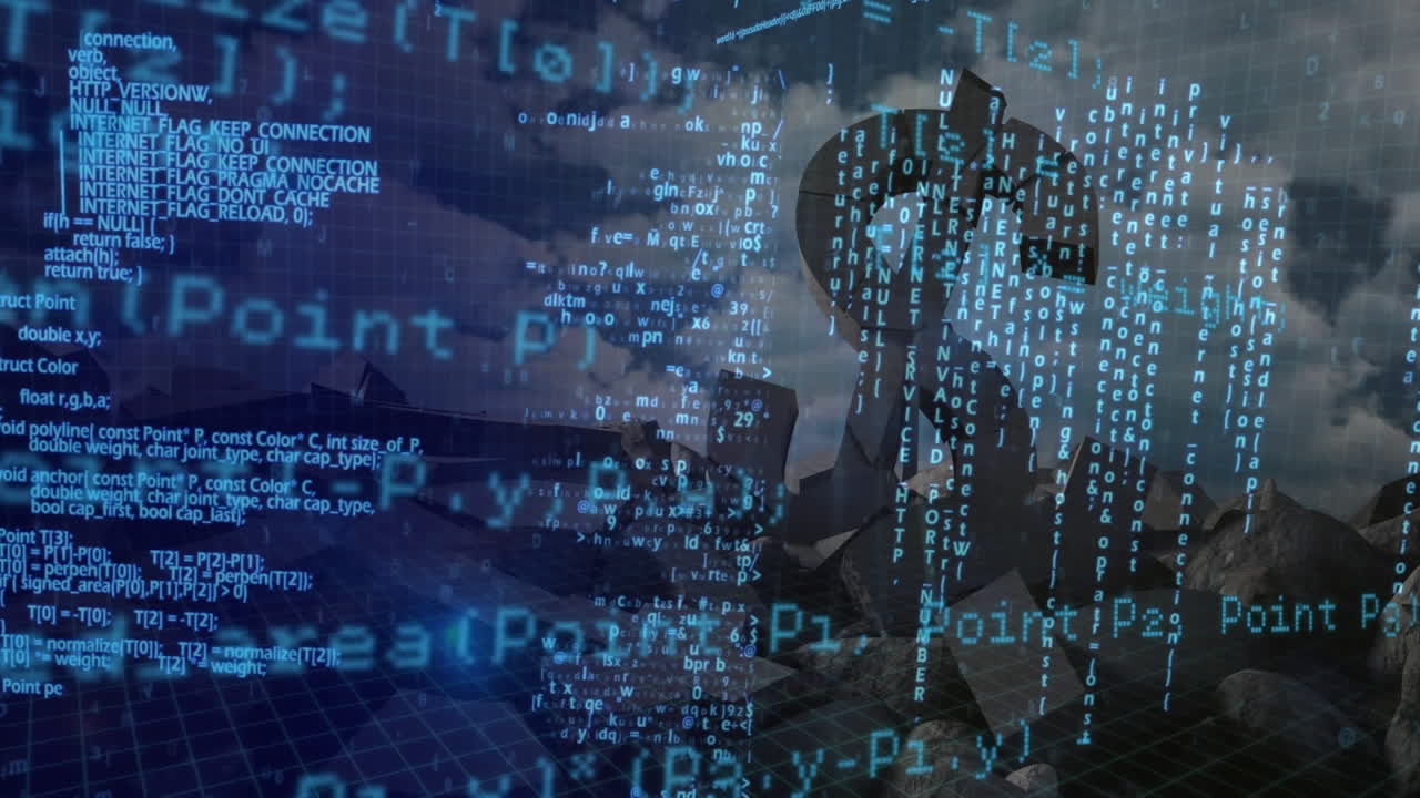 Data processing against dollar symbol and sky in background