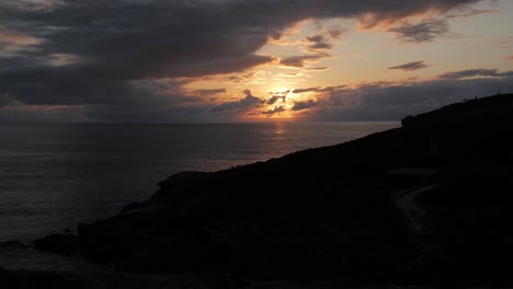 a beautiful sunset view over the ocean at punta del dichoso in suances, spain