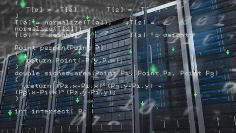 animación del procesamiento de datos en la sala de servidores