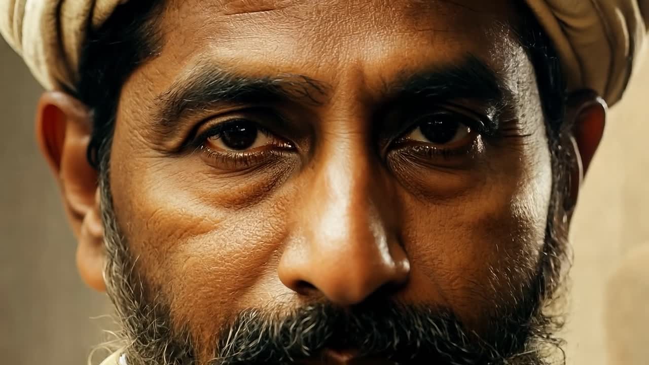 retrato de un hombre con un turbante y barba