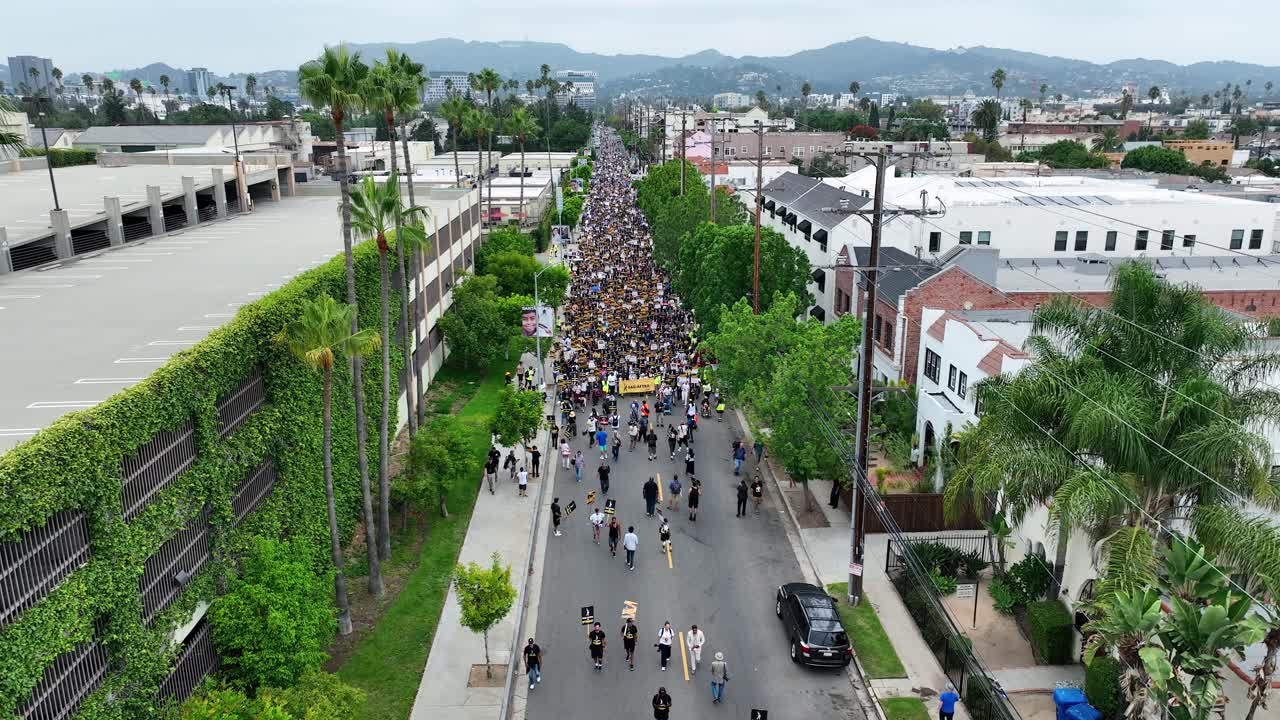 SAG-AFTRA strike protest by the Paramount Pictures Studios lot in Hollywood, Los Angeles, California in September 2023