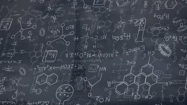 Animazione di formule chimiche su sfondo nero