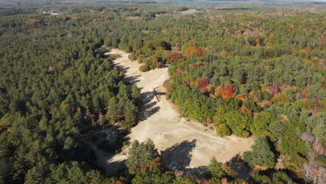 Stunning-aerial-view-of-the-Desert-of-Maine,-Freeport