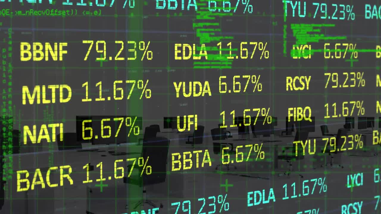 Animazione di elaborazione dati e ufficio su forme
