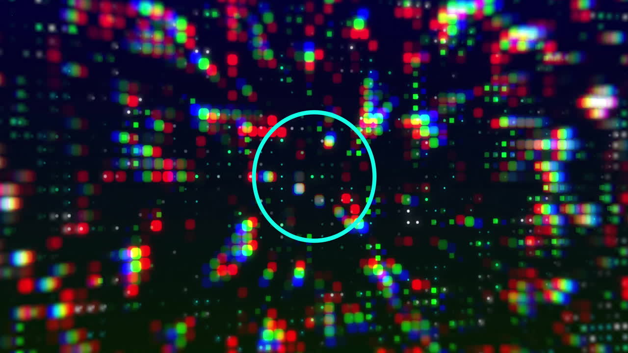 animación de formas sobre puntos de luz sobre un fondo negro.