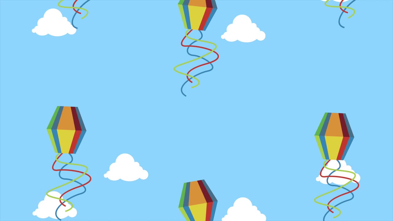 animación de festa junina con cometas volando en el cielo