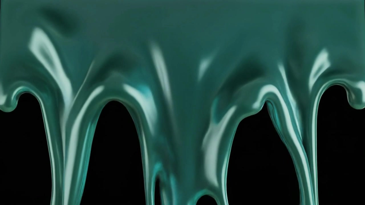 Liquido Denso Color Verde Acqua che Gocciola su Sfondo Nero